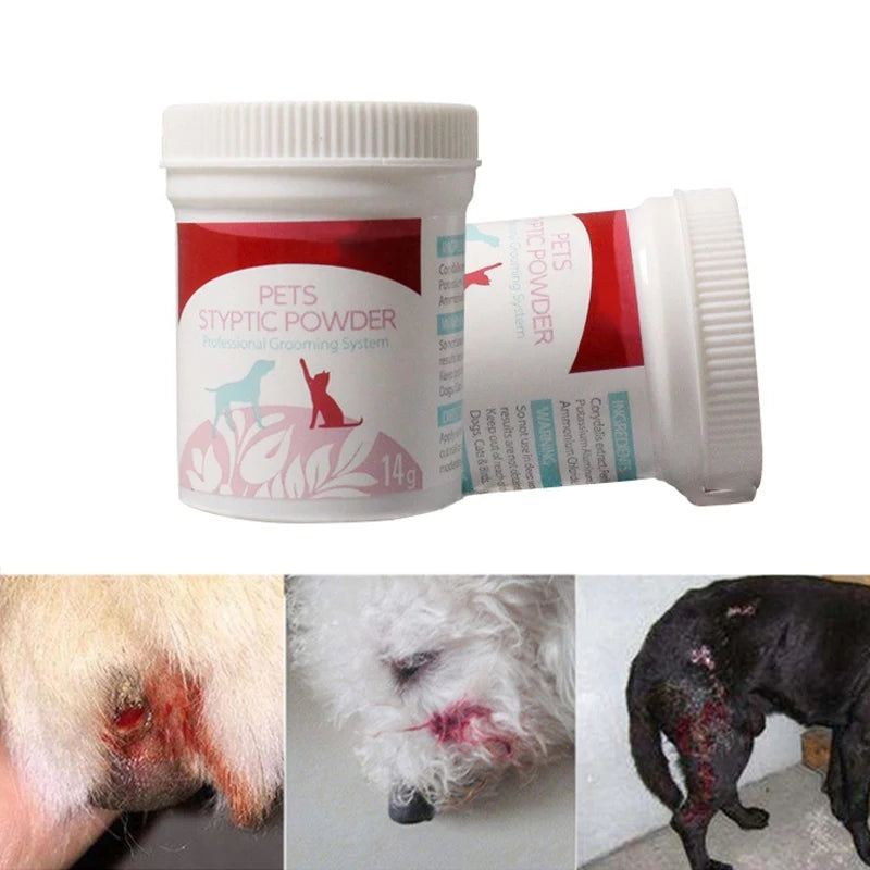 14g Pet Styptic Stop Bleeding Powder Dog Cat Birds Anti-inflammatory Antibacterial Broken Injury Traumatic Hemostatic Powder